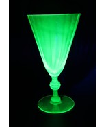 Vtg Depression Uranium Vaseline Glass Optic Panel Cone Wine Goblet Glass... - $373.12 MXN