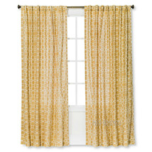 NEW Threshold One Window Treatment Panel Gold Moroccan Tile 54x84 Cotton Curtain - £27.96 GBP