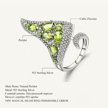 4.43Ct Natural Peridot Gemstone Open Finger Ring Real 925 Sterling Sliver Vintag - £56.17 GBP