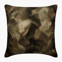 16&quot;x16&quot; Animal Fur Print Brown Faux Leather Pillow Cover - Brown Fluff - £24.42 GBP+
