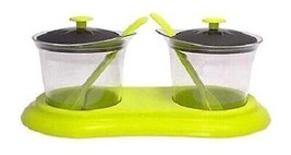 Dining Table 2 Pcs Set Pickle Jar with Tray Spoons Plastic BOX - £11.93 GBP