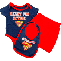 NEW Superman Newborn Three Piece Set Ready For Action Superhero Baby  - £11.61 GBP