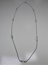 Vintage Avon Signed 31&quot; Chain Necklace Lead Crystal Faceted Beads - £8.70 GBP