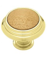 1 Liberty BRASS &amp; Red Oak WOOD Round KNOB Drawer cabinet Pull p50084c-pb3-c - $27.13 CAD