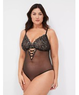 Lane Bryant CACIQUE Stretch Lace Embroidered Bodysuit BLACK Plus Sz 26/2... - $80.57 CAD
