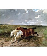 The Two Rivals (Horses) by French Evariste-Vital Luminais. Giclee - £6.88 GBP+