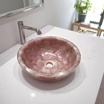 Rose Quartz Round Stone Sink – Natural Gemstone Wash Basin for Bathroom ... - $469.06+