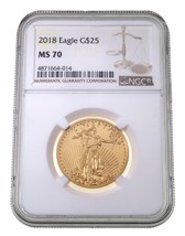 2018 G$25 1/2 Oz. Oro American Eagle Valutato Da NGC Come MS70 - $2,470.90