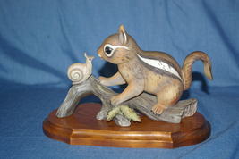 Homco Masterpiece Chipmunk and Snail on Log Figurine Home Interiors and ... - $35.00