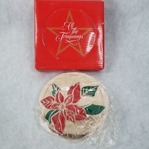 Macy&#39;s All The Trimmings Christmas Poinsettia Coasters New In Box - £7.87 GBP