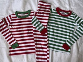 Hanna Andersson Red Green Striped Long John Pajamas Size 130 (8) Lot - $36.62