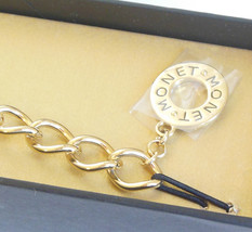 Vintage Monet Ladies Jewelry Gold Tone Toggle Bracelet Designer Signed on Circle - £23.52 GBP