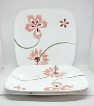Corelle PRETTY PINK Dinner Plates Set of Four 10.5&quot; Square - £18.76 GBP
