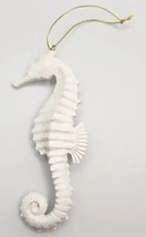 Vintage White Glittery Sea Horse Christmas Ornament about 5.5&quot; PB181 - £14.94 GBP