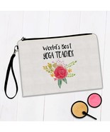 World&#39;s Best Yoga Teacher : Gift Makeup Bag Work Job Cute Flower Christm... - £9.48 GBP+