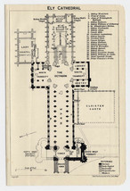 1924 Original Vintage Plan Of Ely Cathedral / England - £19.23 GBP