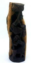 Vtg Makonde Wood Carved Figure Mashing Grain Carrying Baskets Tall Heavy... - $24.70