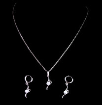 18KTGP Bridal necklace set - silver drop earrings - Cz pendant - bridesmaid gift - £59.32 GBP