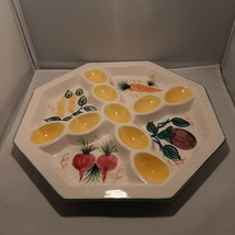 Handpainted 9 Deviled Egg Octagon Serving Party Relish Dish Food Platter Plate - £19.11 GBP