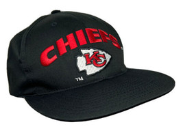 Vintage Kansas City Chiefs Hat Cap Snap Back Black KC Arrowhead Logo NFL Mens - £19.77 GBP