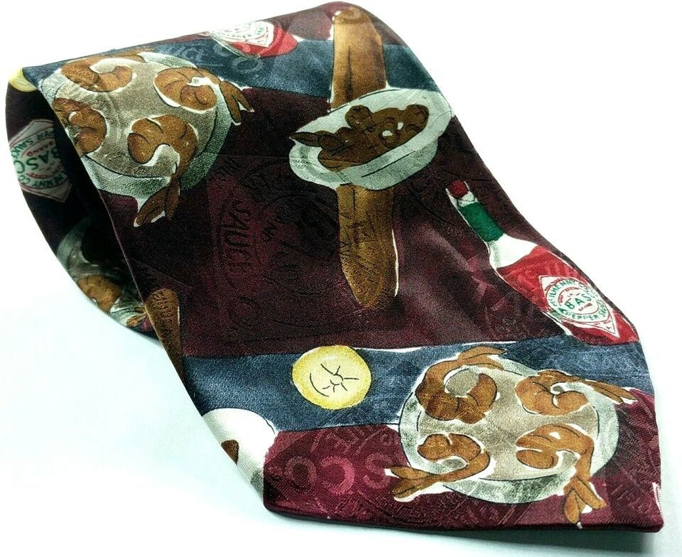 Tabasco Hot Sauce Shrimp Cocktail Seafood Breadstick Silk Necktie - $13.02