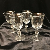 Antique Lead Crystal Stem Wine Glasses Panel Set 4 Liquor Cordial 4 1/4”... - £52.62 GBP