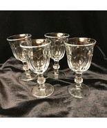 Antique Lead Crystal Stem Wine Glasses Panel Set 4 Liquor Cordial 4 1/4”... - £52.87 GBP