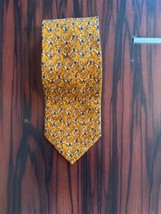 NWOT ERMENEGILDO ZEGNA Gold Swirl Green Dot 100% Silk Tie Made in Italy - $78.21