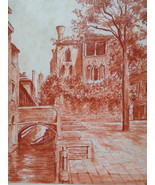 Sanguine drawing view of Venice signed, 20th century - €51,42 EUR