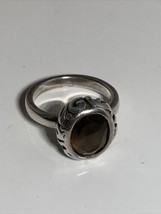 Silpada 925 Sterling Silver Smokey Topaz Faceted Oval Filigree Size 6 Ring 6g - £23.70 GBP