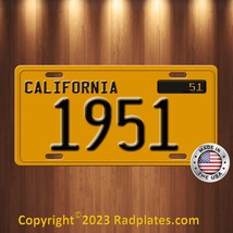 Vintage Replica 1950s yellow 1951 California Aluminum License Plate Tag ... - £15.55 GBP