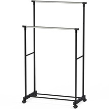 Double Rod Portable Clothing Hanging Garment Rack - £36.76 GBP