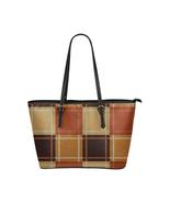 Shoulder Tote Bag, Brown Checker Style Leather Tote Bag - $69.99