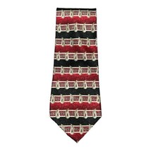 Pierre Cardin Mens Red Black Brown Stripe Silk Necktie Tie 59.25&quot; x 4&quot; - £3.91 GBP