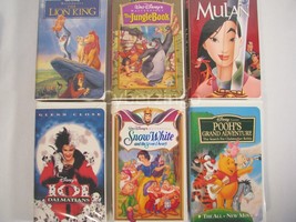Lot of 6 Disney VHS Movies Pooh&#39;s Mulan Lion King Jungle Book Snow White... - £12.72 GBP