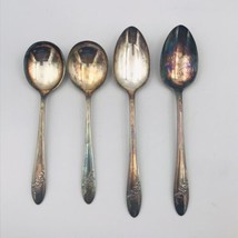 Four (4) Vintage Oneida Community Queen Bess II Tudor Plate Silver Spoons  - £7.46 GBP