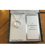 STERLING SILVER Heart &quot;Grandmother&quot; Necklace Cubic Zirconia Silver - £16.49 GBP