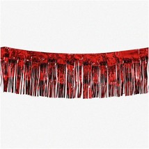 Shimmering Ruby Festive Fringe: 10ft x 15in Metallic Tinsel Garland for Floats, - $21.77