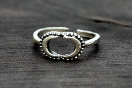 Dainty Silver Double Crescent Moon Ring, Adjustable Open Midi Ring - £7.92 GBP