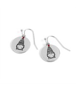 Holiday Silver Disc Dangle Christmas Earrings Gnome Silver - €11,86 EUR
