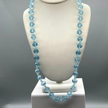 Vintage Baby Blue Strand Necklace, Pastel Coquette Faceted Lucite Beads - $28.06