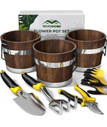 3 Planters with Gloves and Tools Flower Pot Set NEW - $978.63 MXN