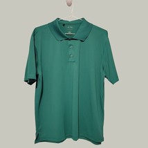 Adidas Mens Polo Shirt Large Green with 3 Button Closure Short Sleeve Go... - $13.97