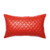 Pillow Cushion Set Genuine Soft Lambskin Stylish Cover Red Leather Decor - £35.16 GBP