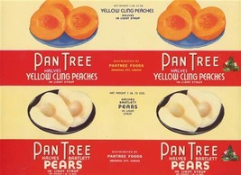 2 Pan Tree Can Labels Peaches &amp; Pears Pantree Foods Arkansas City Kansas - £7.90 GBP