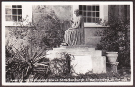 St. Martinville, LA RPPC Evangelilne Statue &amp; Grave - Real Photo Postcard 4F103 - £9.70 GBP