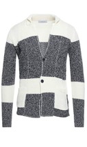HAMAKI-HO Men&#39;s Dark Blue White Knitted Cotton Sweater Blazer Cardigan Sz 2XL - $74.44