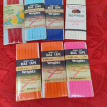 Wrights Vtg Lot Of 7 New NOS 4 Yards Blue Orange Pink Bias Tape - $9.98