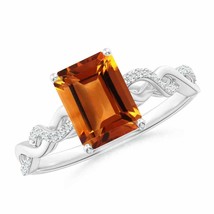 ANGARA Emerald-Cut Solitaire Citrine Infinity Twist Ring for Women in 14K Gold - £822.57 GBP