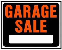 GARAGE SALE Sign 8&quot; x 12&quot; Fluorescent orange Plastic yard attic hyko HY-... - $19.93